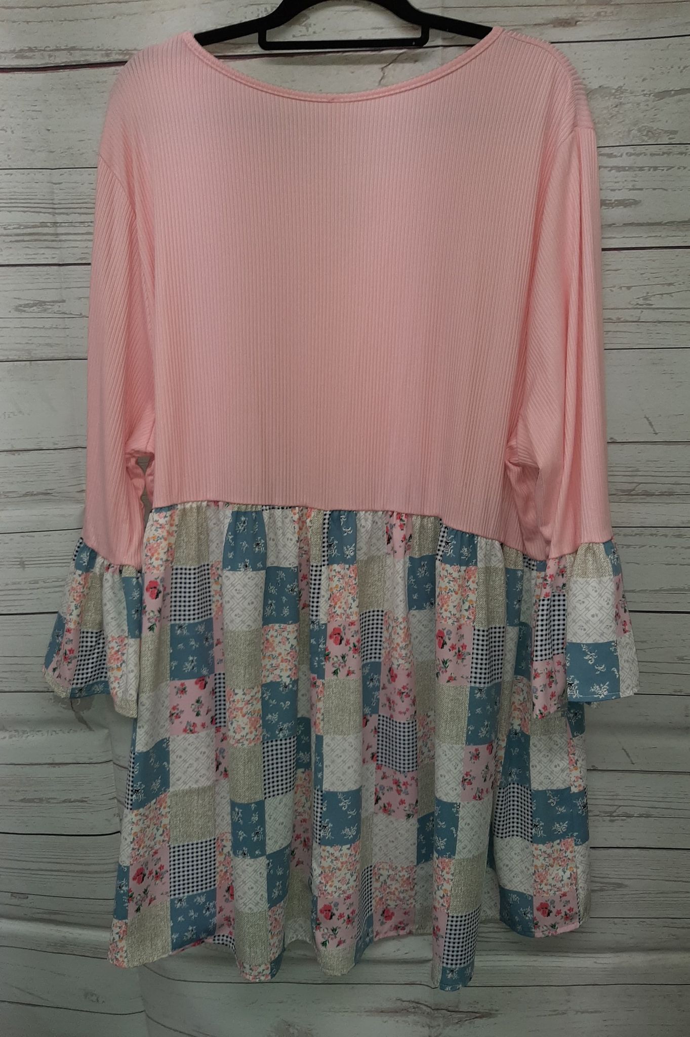 PSFU  Pink Keyhole Patchwork Top