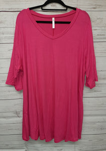 PSFU Pink V Neck Short Sleeve Shirt
