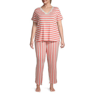 Liz Claiborne 2pc V-Neck Short Sleeve Pajama Set Pjs