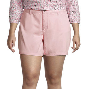 Pink St Johns Bay Womens Mid Rise Chino Shorts Size 24W